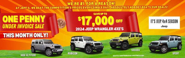Save up to $17,000 off Wrangler 4xe's