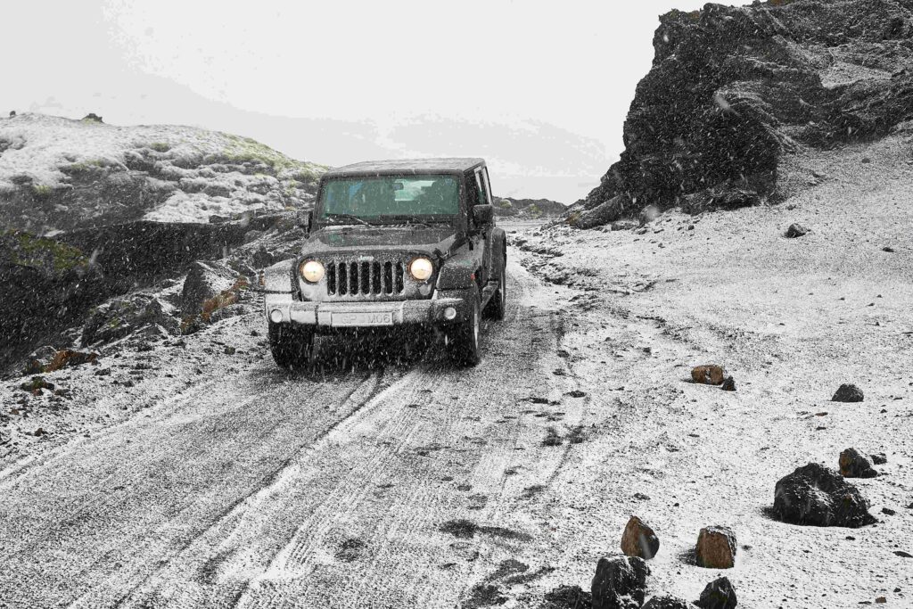 jeep in the snow