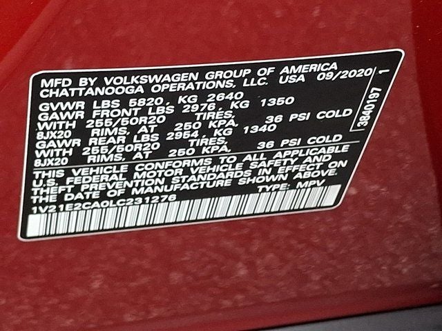 2020 Volkswagen Atlas Cross Sport 3.6L V6 SE w/Technology R-Line 4Motion