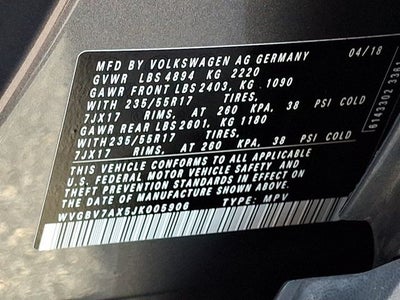 2018 Volkswagen Tiguan Limited 2.0T 4Motion